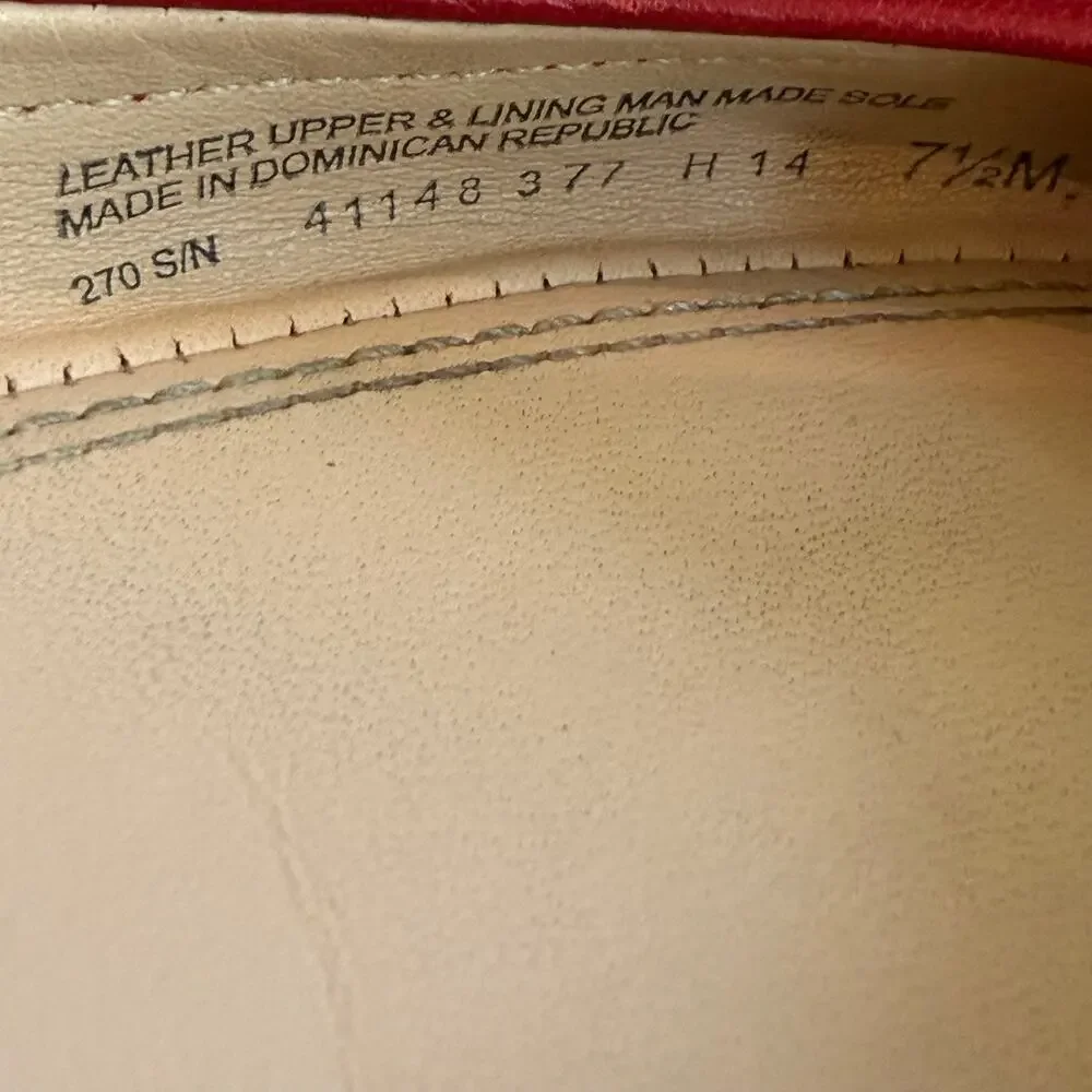 Tory Burch York Cap Toe Poppy Red Leather Ballet Flats Gold Logo Size 7.5